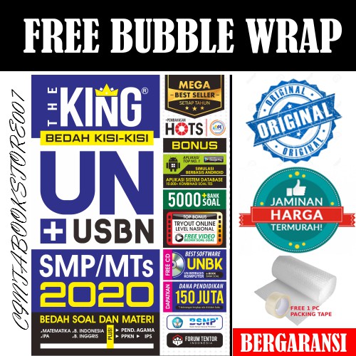 LANGSUNG KIRIM HARI INI ...!!! READY STOCK THE KING BEDAH KISI-KISI UN + USBN SMP/MTS 2020  FREE CD-0