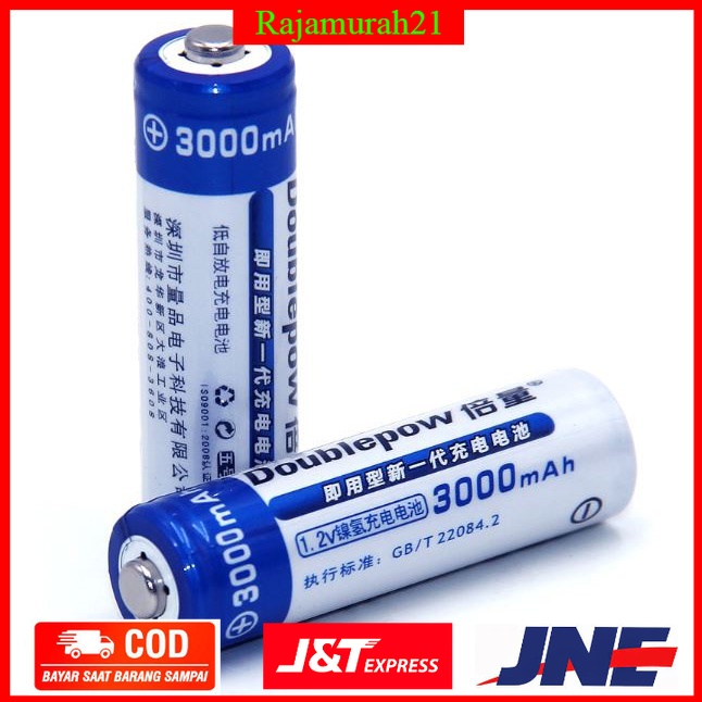 DOUBLEPOW Baterai Cas AA Rechargeable NiMH 1.2V 3000mAh 1 PCS - S3BT07WH