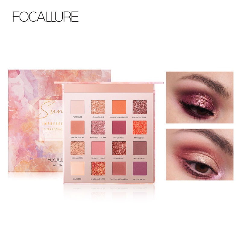 Focallure Original Sunrise Palet Eyeshadow 16 Warna Matte &amp; Pearlescent