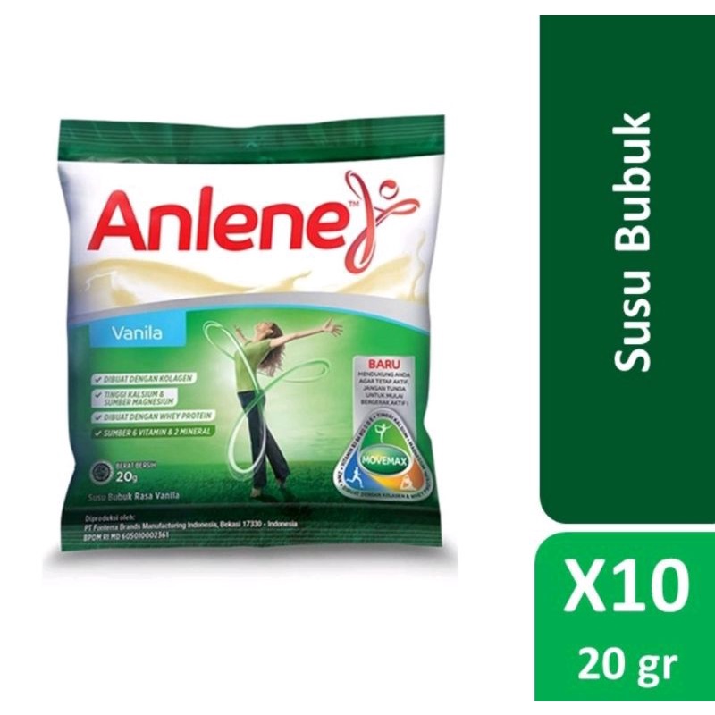 

Anlene Sachet Vanilla & Cokelat 20gr x 10 1Renceng