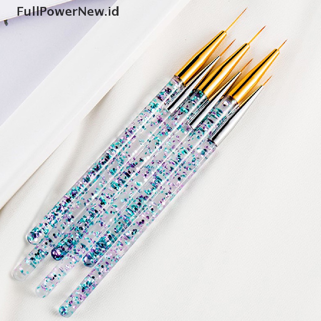 (Full) 3pcs / Set Kuas Lukis Garis Bahan Akrilik Untuk Nail Art / Manicure