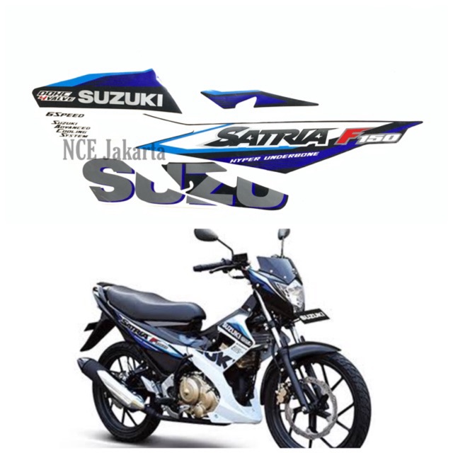 STIKER STRIPING SATRIA F 2015 PUTIH HITAM