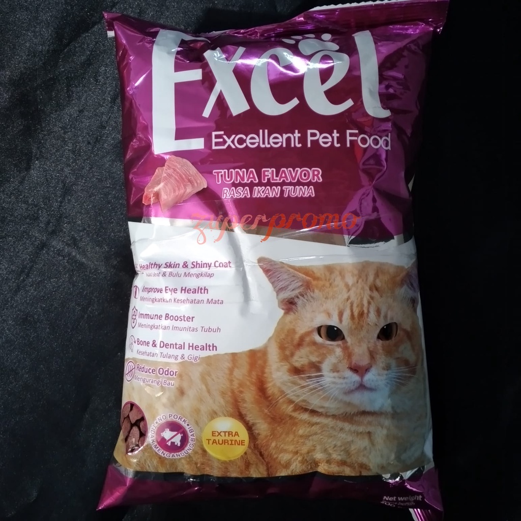 Excel cat food bentuk ikan 1kg/rasa tuna