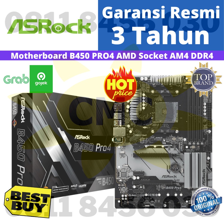 Motherboard Asrock B450 PRO4 AMD AM4 Socket DDR4