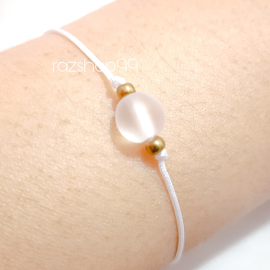 Crystal Bracelet ( gelang tali/ gelang handmade/ gelang simple/ gelang minimalis/ gelang wanita )-Putih