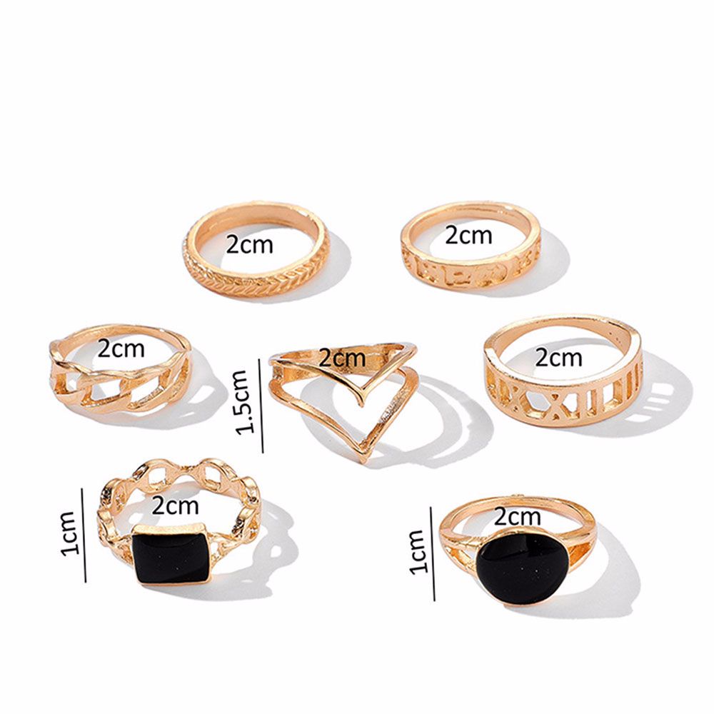 Needway  Friend Gifts Rings 2021 New Fashion Accessories Joint Ring Set Party Jewelry Chain 7Pcs/set Gold Color Metal Temperament Tail Ring/Multicolor