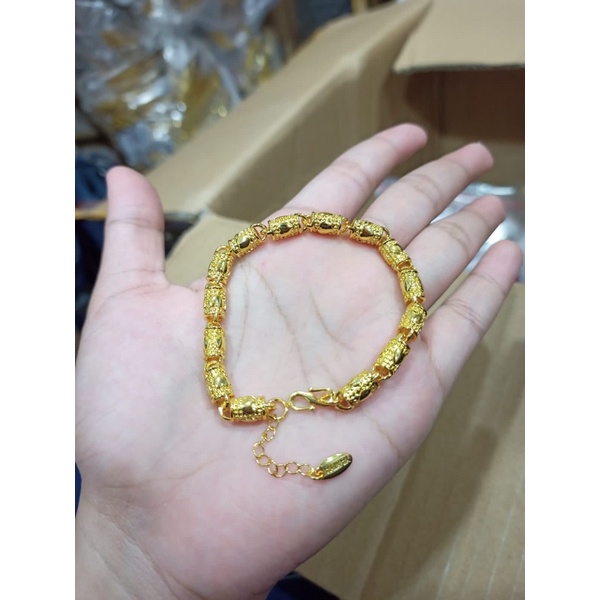 Gelang Bambu Guci Love warna mirip emas 24k