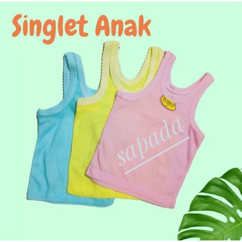 12 PCS KAOS DALAM ANAK PEREMPUAN/ SINGLET ANAK/ KAOS DALAM ANAK/ BAJU DALEMAN ANAK