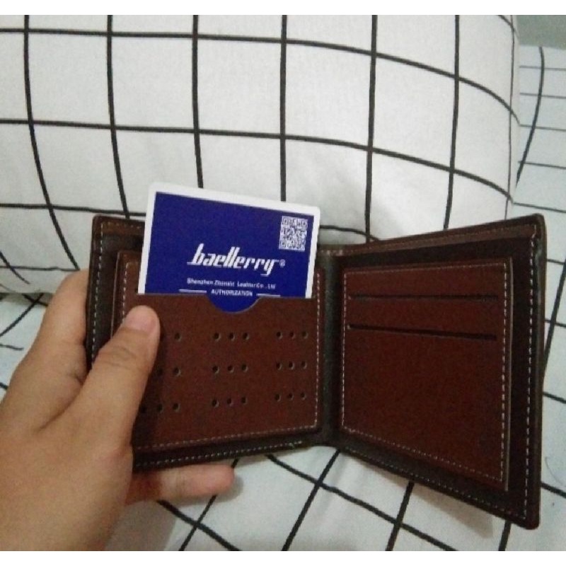 BAELLERRY Dompet Pria Dompet Lipat Kulit Kilap IMPORT 6 Slot