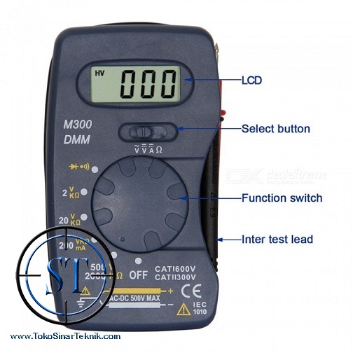Mini Digital Multimeter M300 Multitester Portable Test Voltmeter Ammeter with Buzzer AC DC Tegangan Tester Saku Plus Baterai