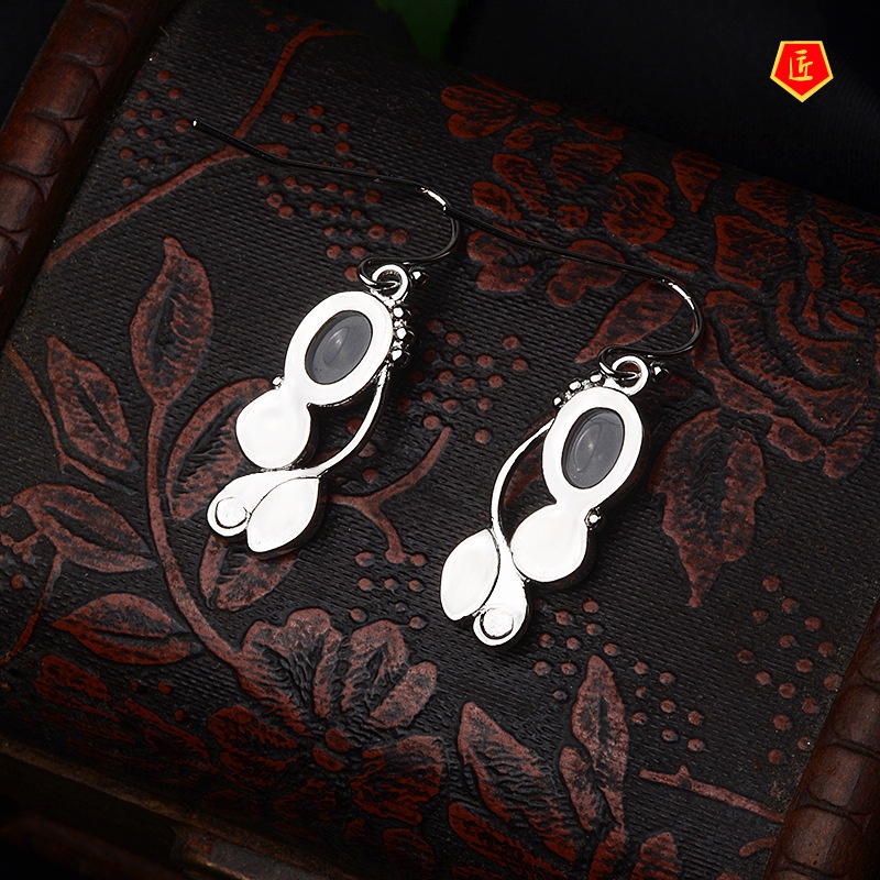 [Ready Stock]Fashion Elegant 925 Silver Moonstone Colored Gems Earrings