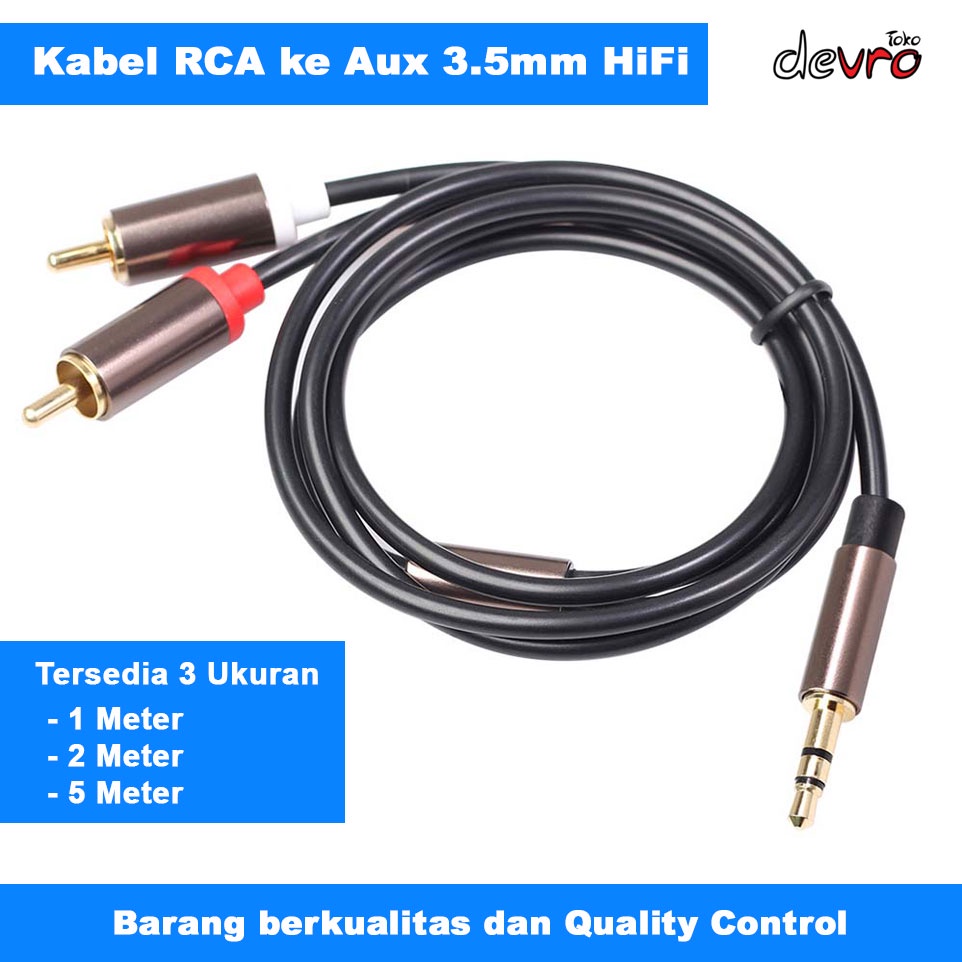 Kabel RCA ke AUX 3.5 mm - Kabel RCA ke Jack 3.5 mm - Kabel Audio RCA - FONKEN R1