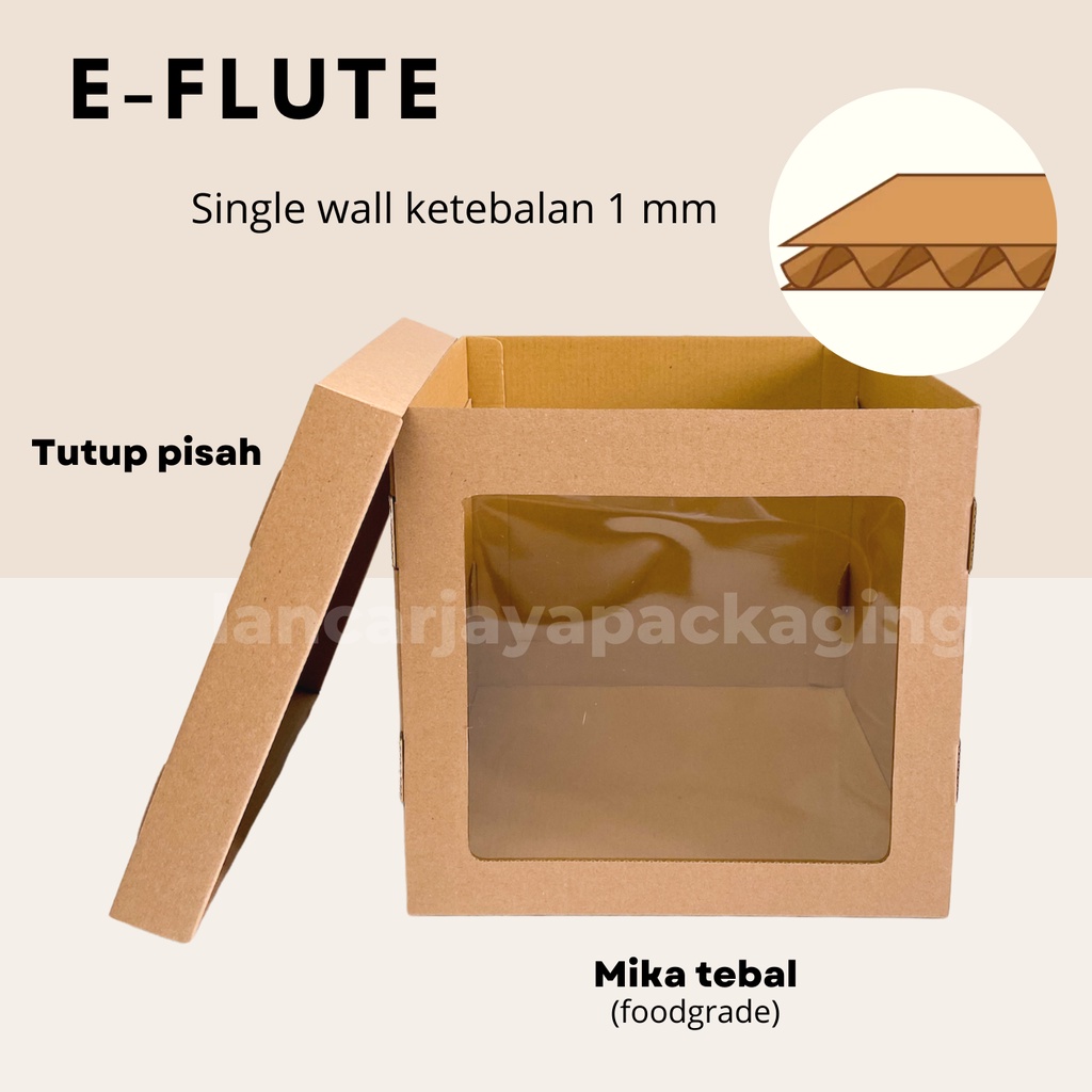 E-FLUTE Box Kue Tart Kotak Ulang Tahun Cake Kue Kardus Hampers Bingkisan 26x26x25 cm