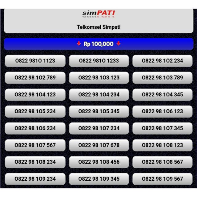 NOMOR CANTIK SIMPATI 0822 9810 XXXX