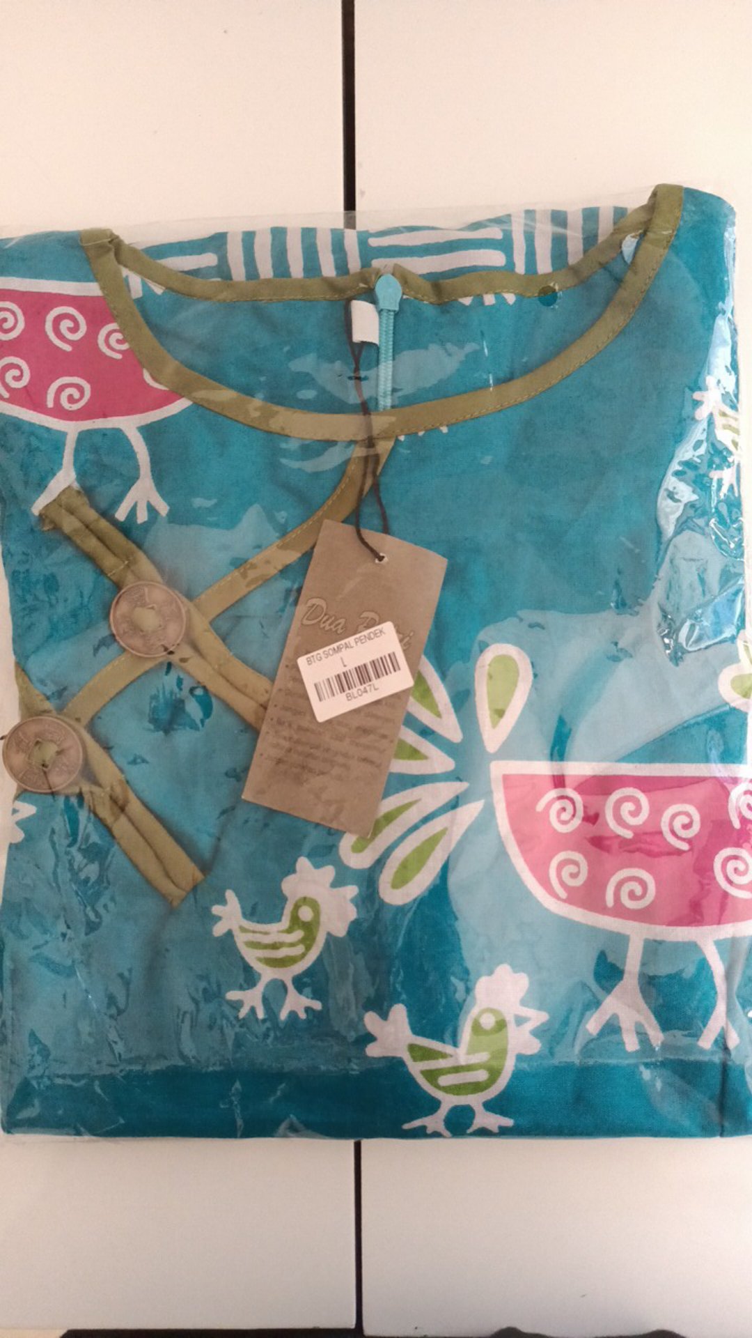 Blouse Batik Wanita Atasan Motif Ayam Warna Tosca  Size  S-m-l-xl-xxl-3l-4l-5l-