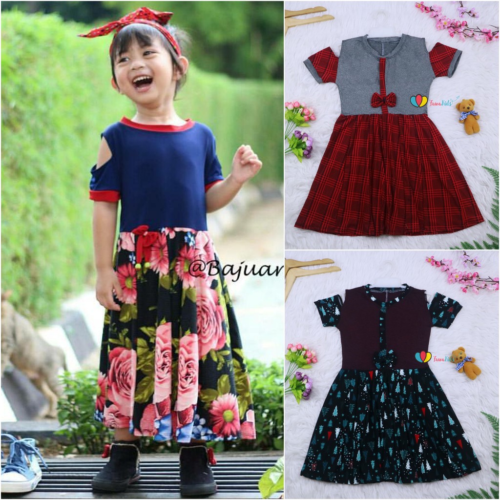 Dress Sabrina Rempel Uk 4-5 Tahun / Dres Anak Perempuan Murah Lucu Adem Girl Grosir Baju Import