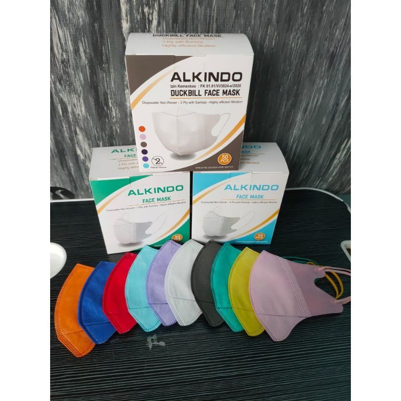 MASKER DUCKBILL ALKINDO MOUSON GARIS 3PLY ADULT FACE MASK