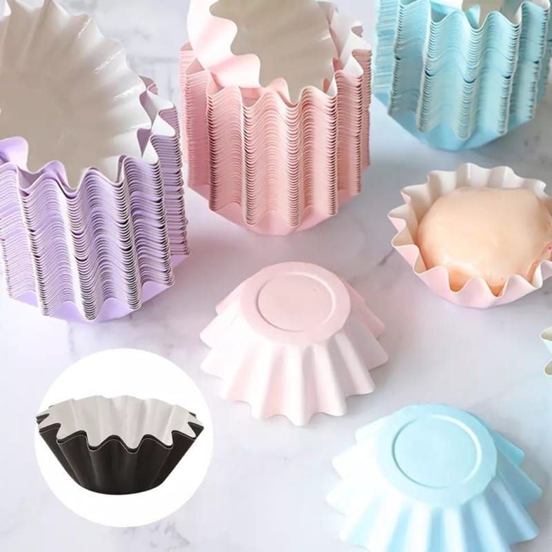 50pcs Cupcake Case Wave /  Muffin Paper Cup / Muffin Cup / Paper Cup Case Impor Home Baking