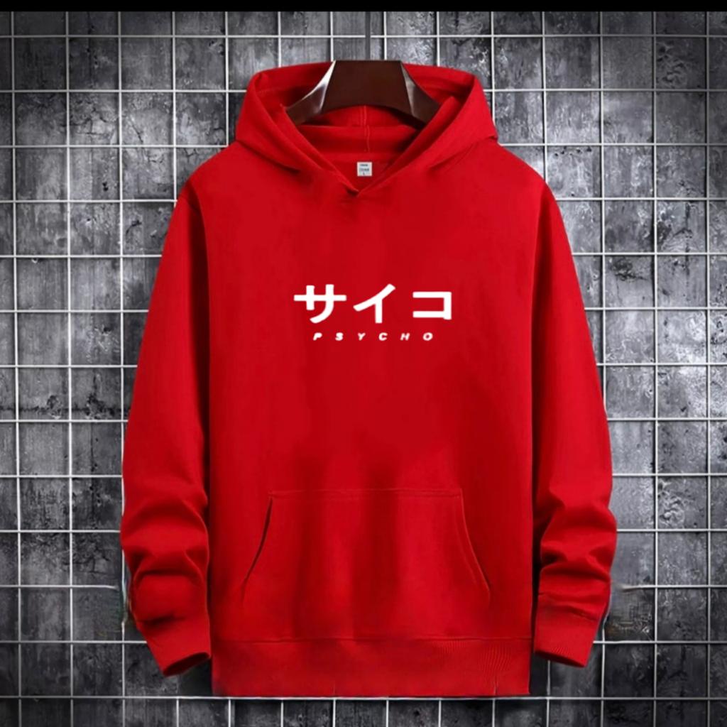 PAKAIAN PRIA / SWEATER HOODIE TULISAN JEPANG PSYCHO/ HOODIE MURAH TERLARIS / HOODIE PRIA DAN WANITA / UNISEX