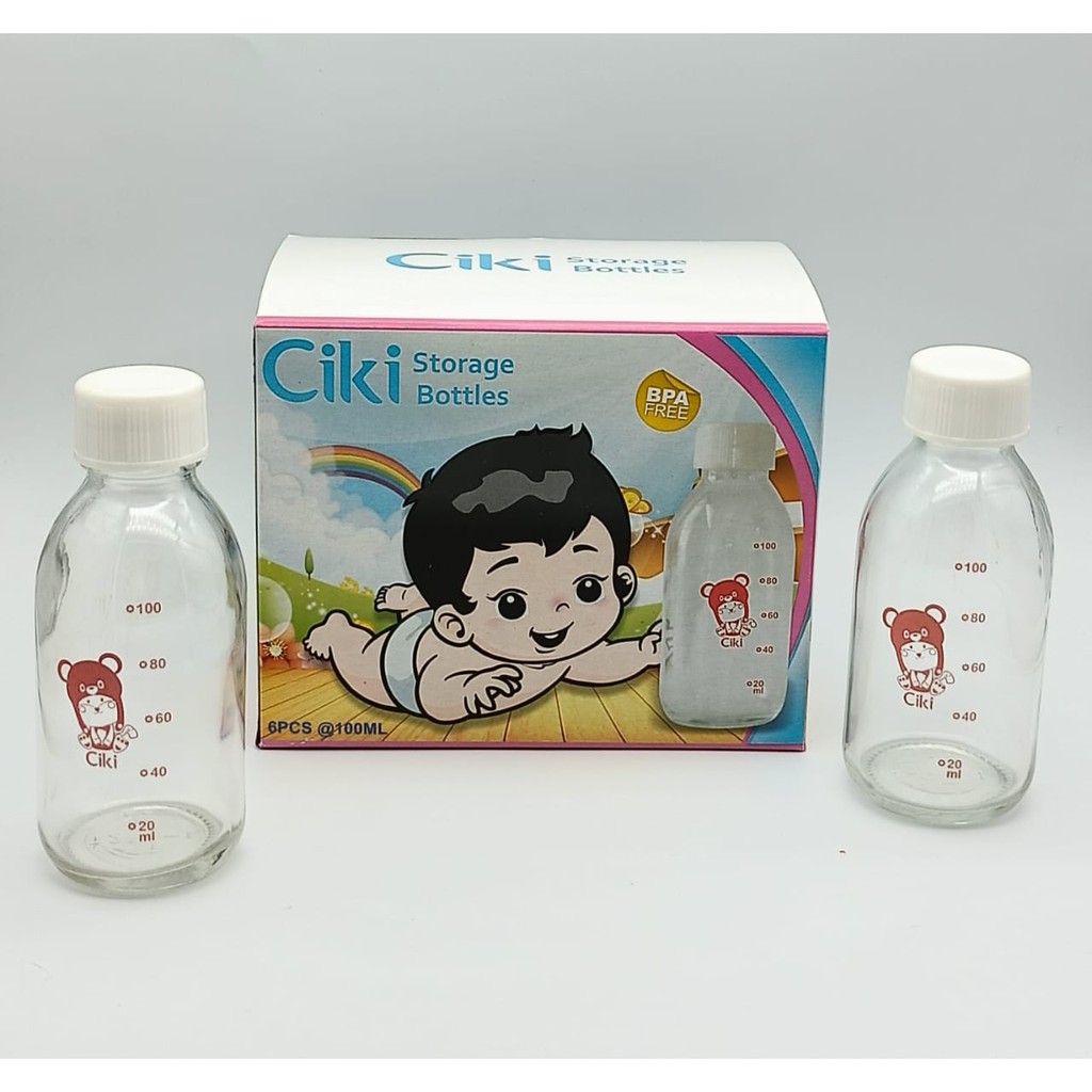 Botol ASI Kaca Ciki Ulir Kuning 60ml Isi 4 120ml Isi 3 Ulir Putih 100ml isi 6 Breastmilk Bottle
