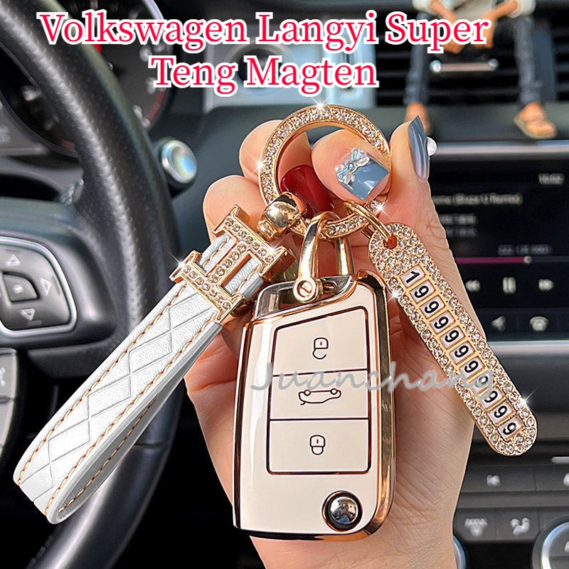 Case Kunci remote Mobil Bahan TPU Untuk Volkswagen Lavida Super Teng Ma Teng Jetta Passat Santana Lingdu Transit Perai Golf 7 MK7 Tiguan MK2TPU
