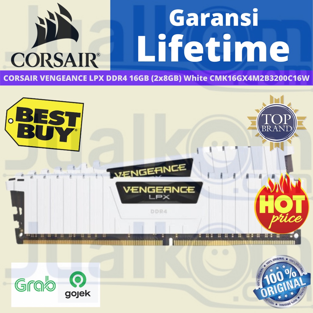 Ram Corsair VENGEANCE LPX White PC25600 16GB (2X8GB) Memory DDR4 CMK16GX4M2B3200C16W