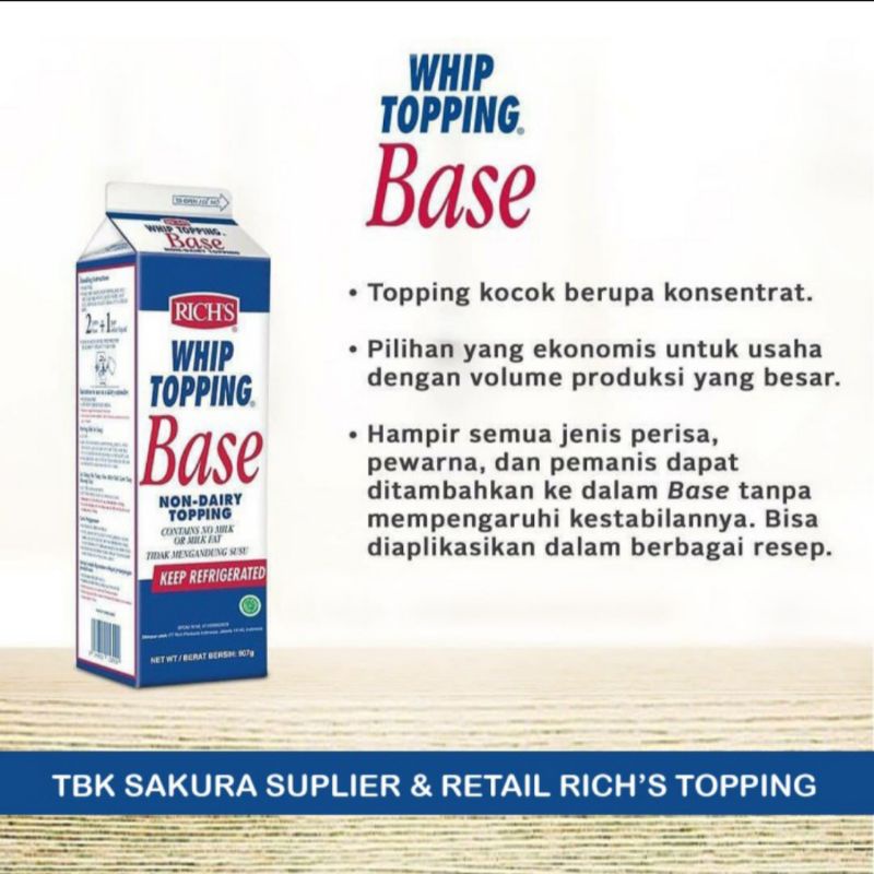 

RICHS Topping Base Whipping Cream 907 gr ( Gosend Bandung )