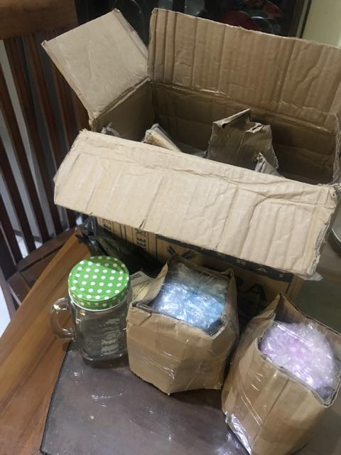 Drinking Jar Kaca Tutup Polkadot Stainless Warna / Gelas Toples /gelas Jar Tutup Stainless /souvenir