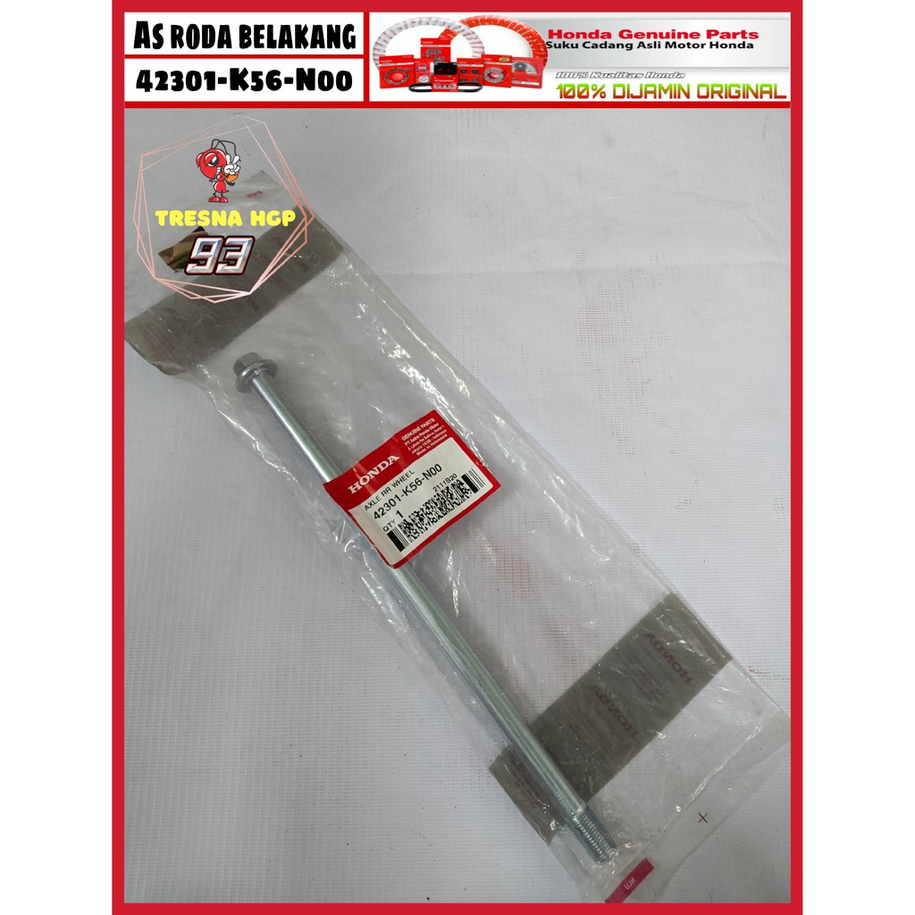 42301-K56-N00 AS RODA BELAKANG SONIC 150 & SUPRA GTR 150 ORIGINAL  AXLE RR WHEEL 42301K56N00