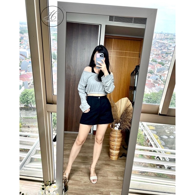 CROP TOP SET KOREAN STYLE JENNIE BLACKPINK BABYTERY IMPORT HERBEST