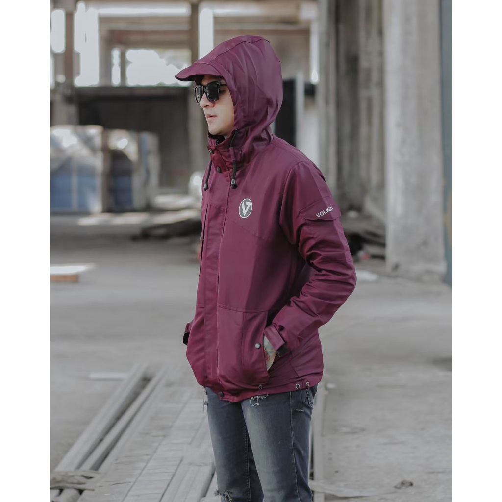 Jaket Pria Outdoor Taslan JN Premium 99% Waterproof / Jaket Gunung/Jaket Hiking Bikers Original Volkret