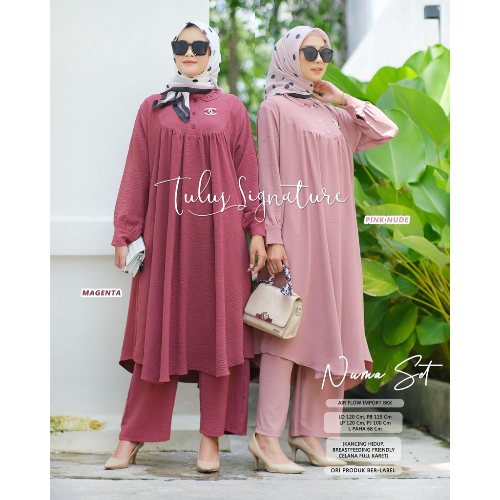 Long Set Series Original Tulus Signature Setelan Busui Polos Katun Rayon Crinkle Airflow Premium/One