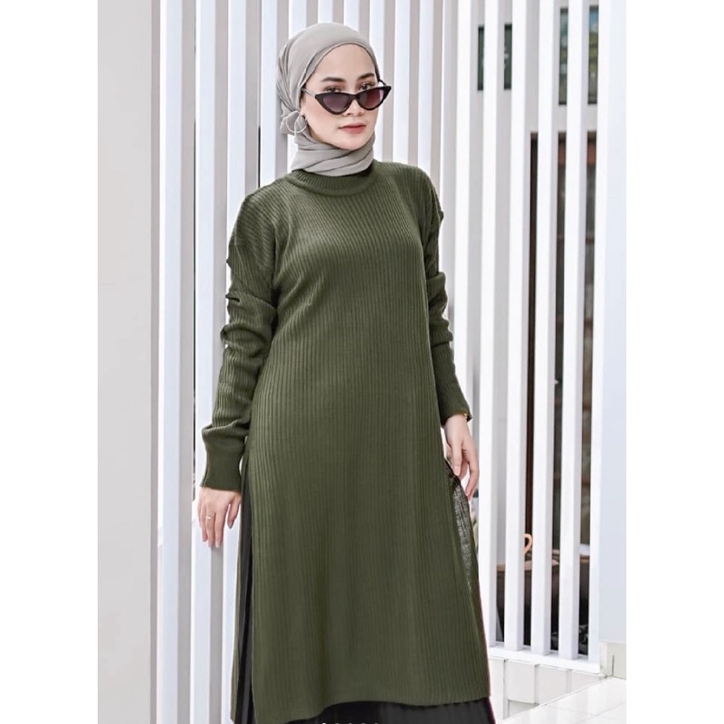 LONG TUNIK RAJUT BELAH