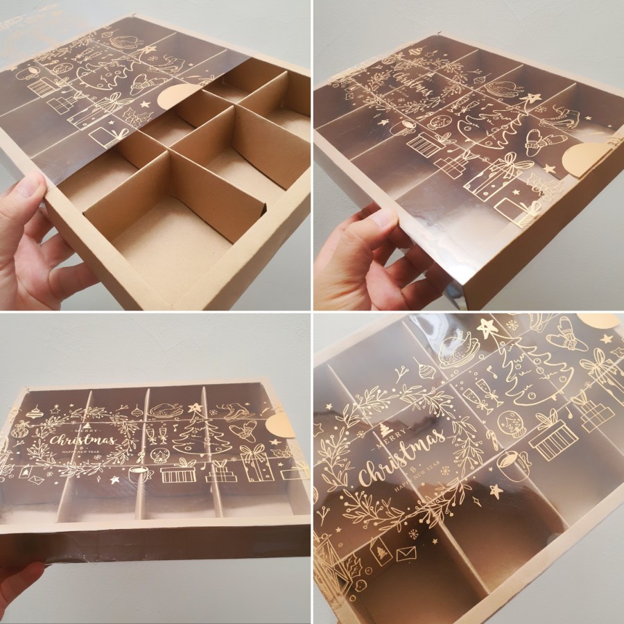 

(5pcs) kardus packaging hampers edisi natal dus mika sekat 12 xmas kotak parsel eggtart merry christmas