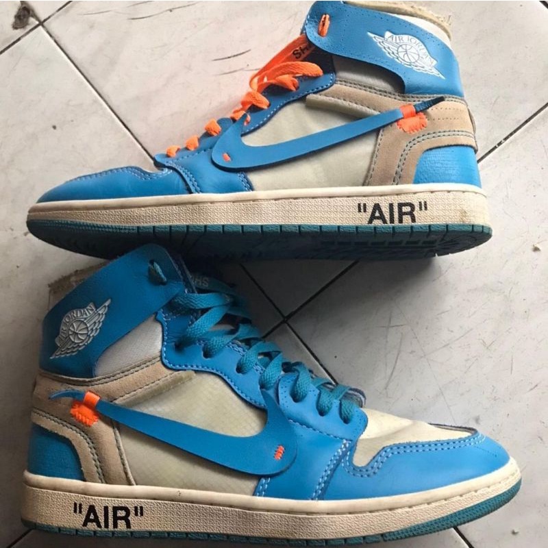 nike air jordan 1 high blue unc x ow original second