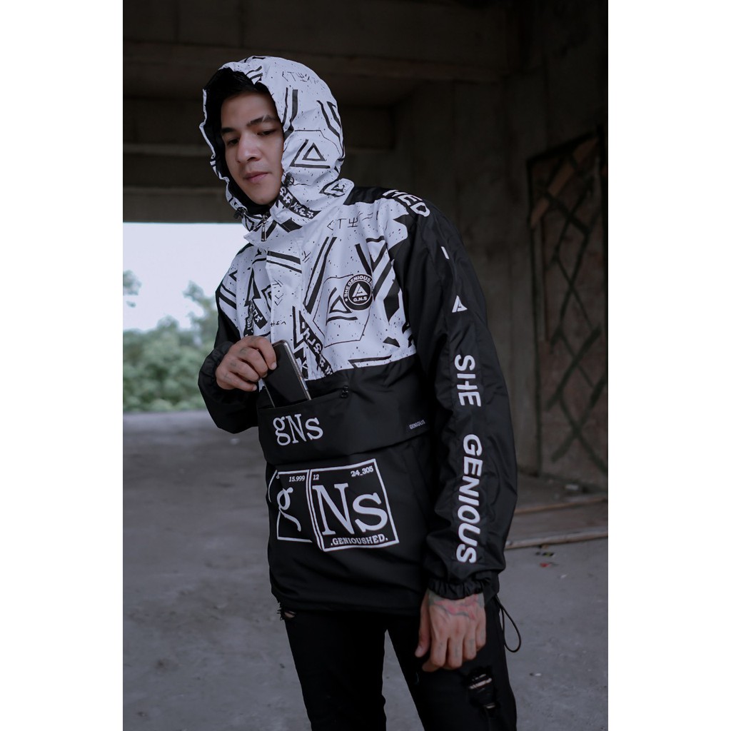 Jaket Cougle New Jaket Parasut Pria Printing Putih genious gns gnus
