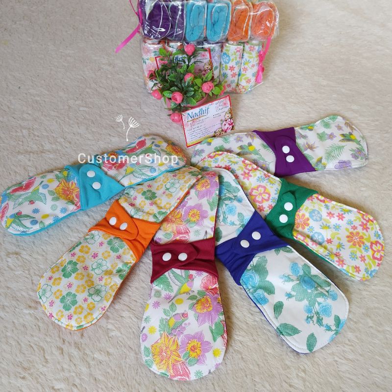 JHN01 isi 6 Pembalut Kain Cuci Ulang, Menspad Night, Pembalut Wanita, Pembalut Kesehatan