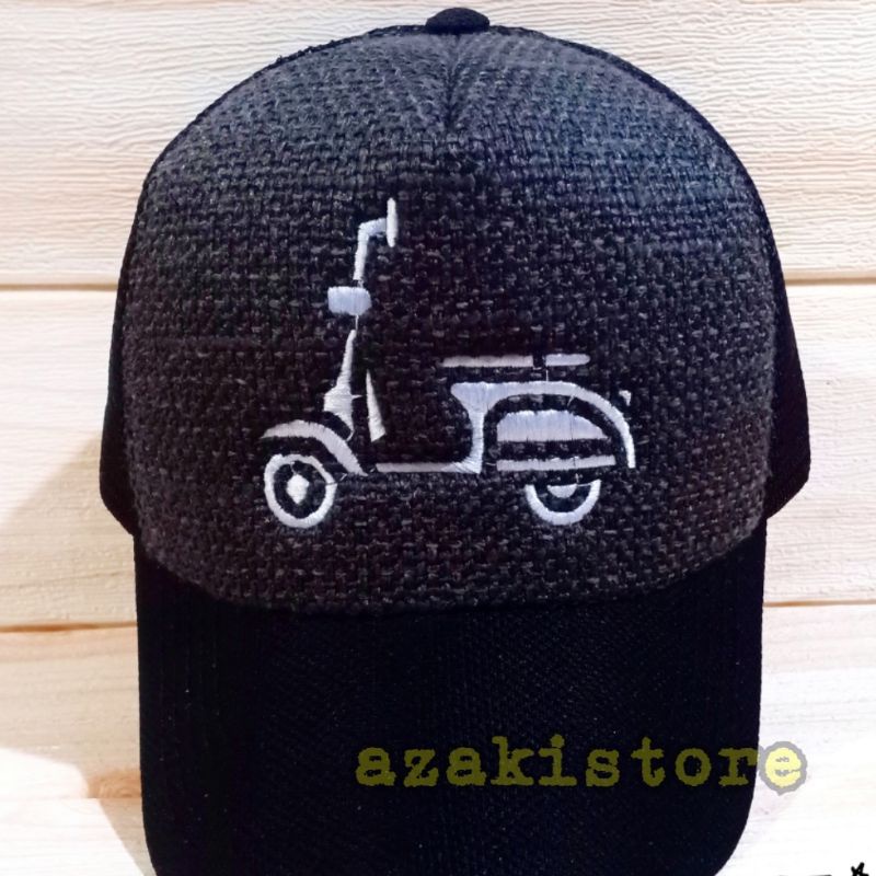 Topi Trucker Jaring Bordir Scooter kekinian