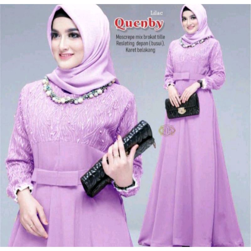 Gamis Quenby Baju Gamis Brukat Terbaru 2022 Gamis Pesta Muslimah Jumbo