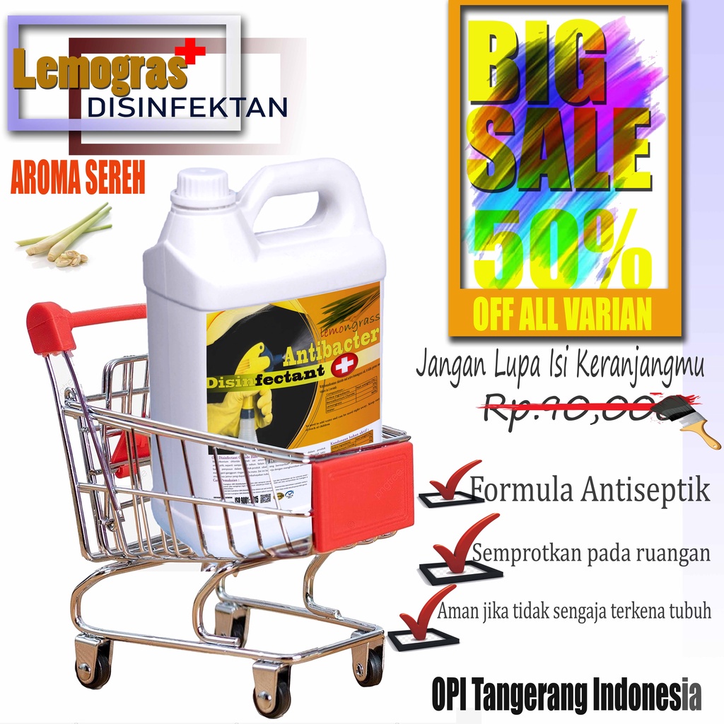 disinfektan wangi sereh 5 liter baru belum ada dipasaran pembunuh virus dan kuman sudah ada izin edar resmi by Oke sabun suplayer 2