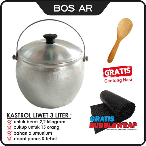 kastrol liwet 3 liter panci kastrol no 10 bahan alumunium