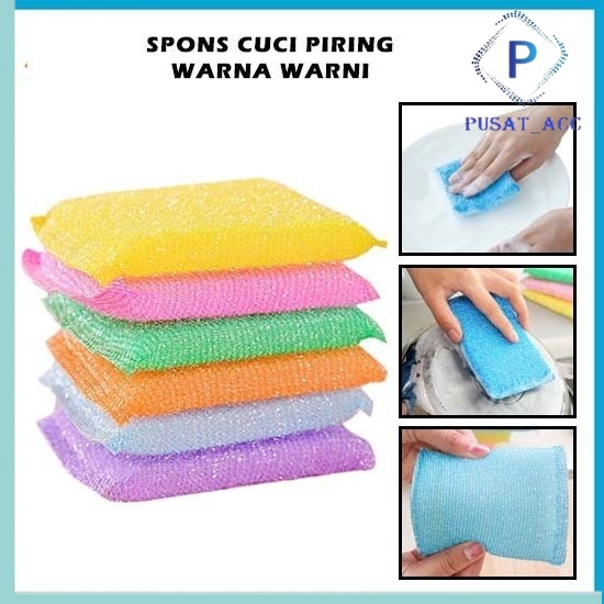 SC40-Sponge Cuci Piring Warna Spon Busa Alat Dishwashing Serbaguna
