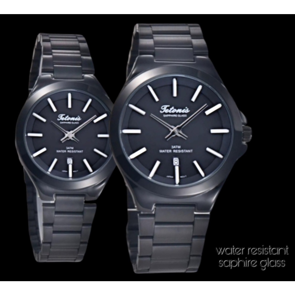 ORIGINAL Jam Tangan Couple Tetonis Kaca Saphire-Analog-Rantai-WR-GARANSI 1 Tahun