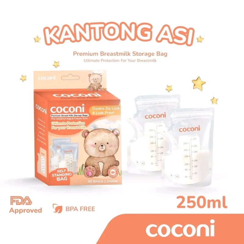 Coconi Pre-sterilized Breastmilk Storage Bag 250ml / Kantong ASI