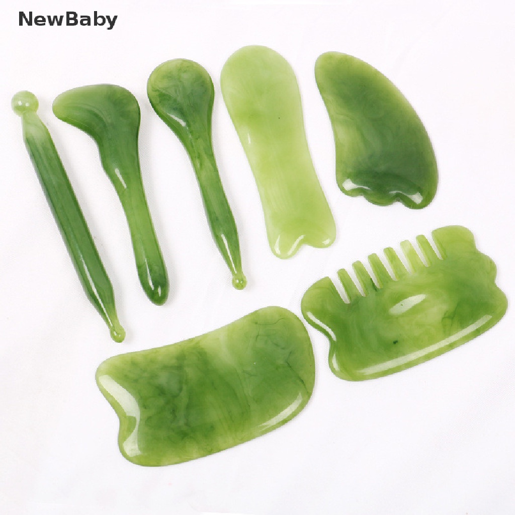 NewBaby Natural Rose Quartz Jade Gua Sha Board Massage Stone Guasha Scraping Facial ID