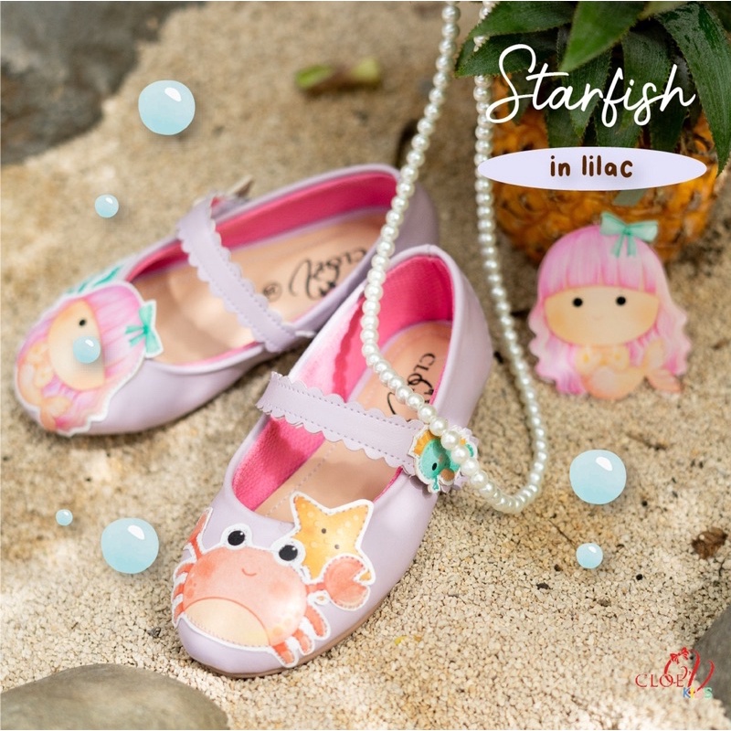 CLOEVKIDS - Starfish Size 22-35 Sepatu Flatshoes Anak Perempuan - Mermaid Series