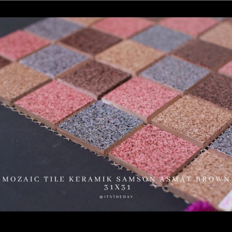 Mosaic Tile Mozaik Keramik Samson Asmat Brown Coklat (BIG) 31 x 31 CM Mozaik Dapur Mosaic Dapur Back