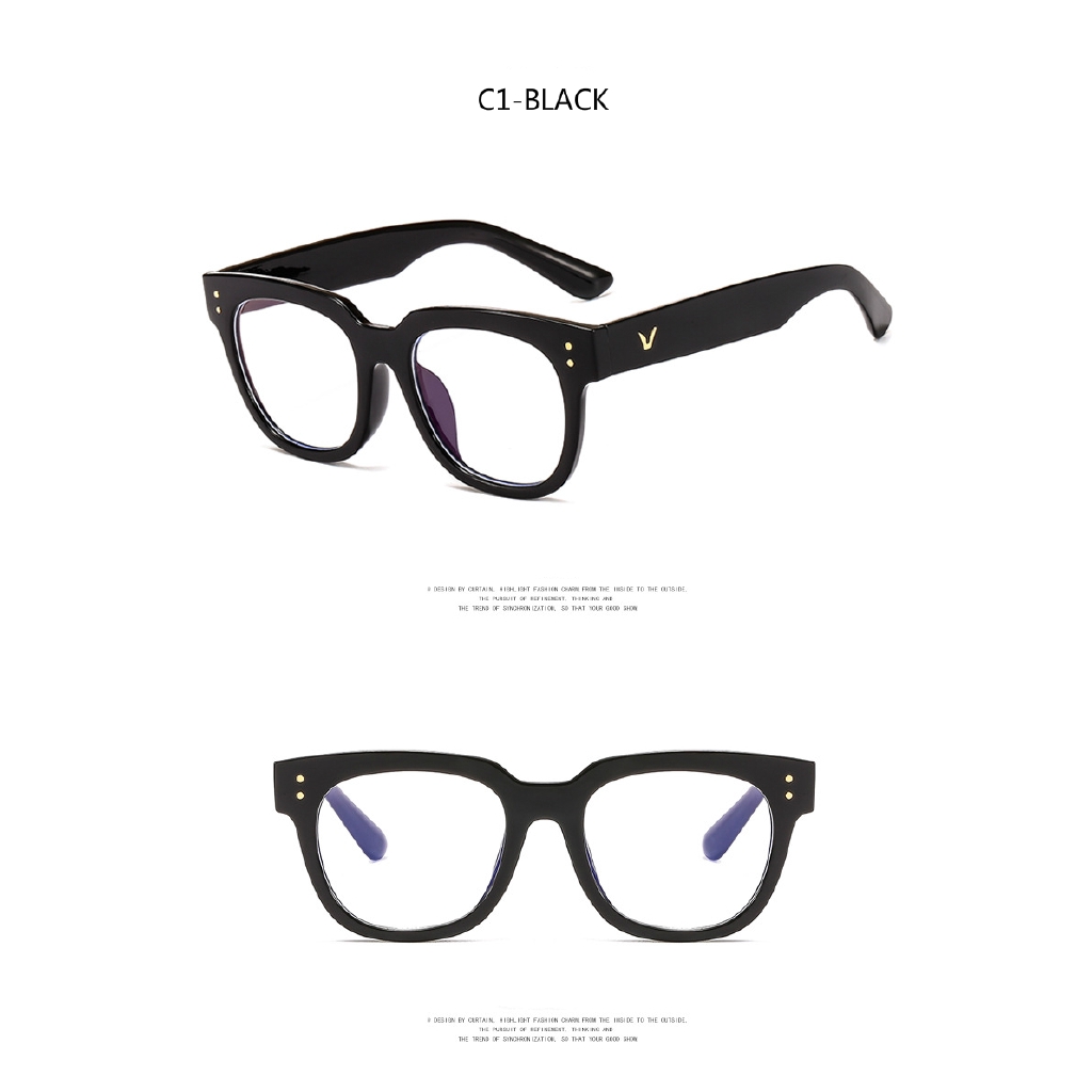 Fashionable Metal Hinge Anti-Blu-ray Rice Nail Retro Square Men's and Women's Glasses