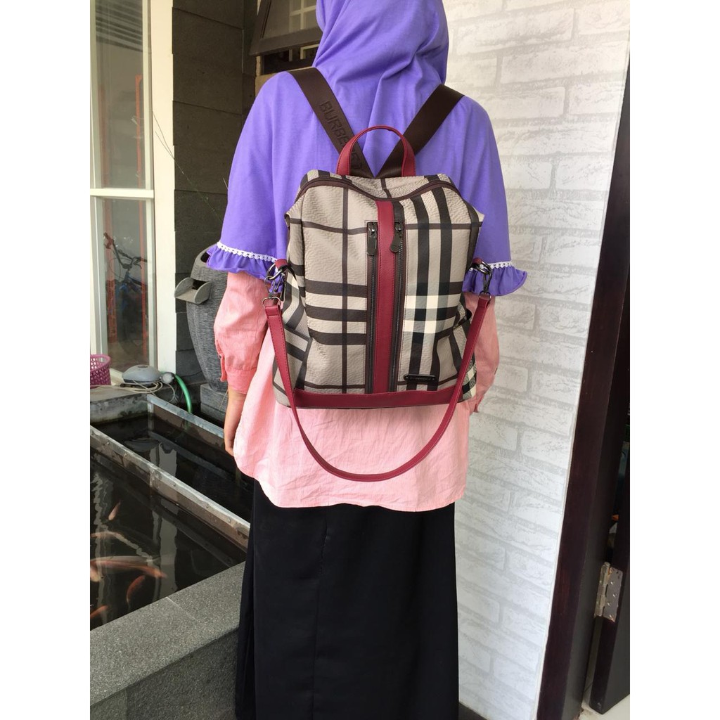 Grosir Tas Burberry 032 /3in1/Tas Selempang Cewek /Tas Jinjing Murah / Tas Ransel Cewek Multifungsi