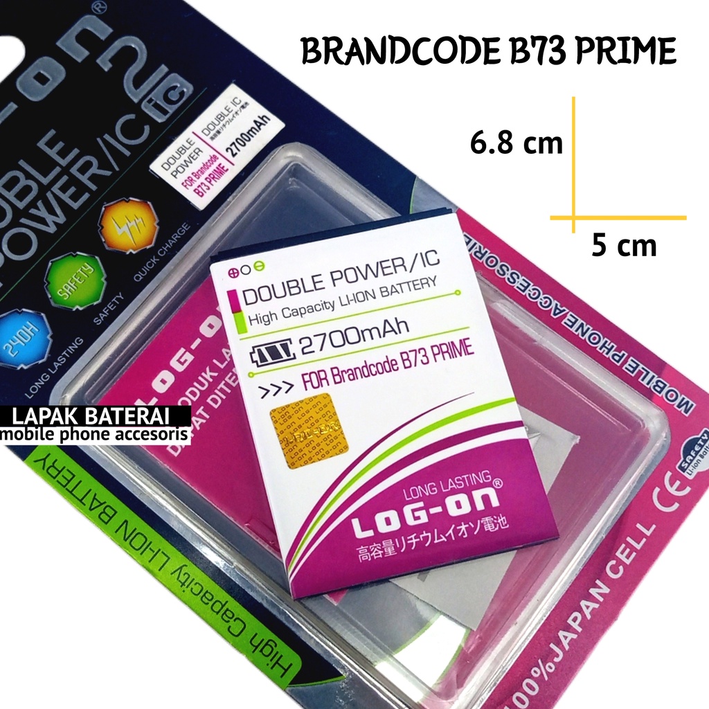 LOG - ON Baterai Brandcode B73 Prime Double IC Protection Battery Batre